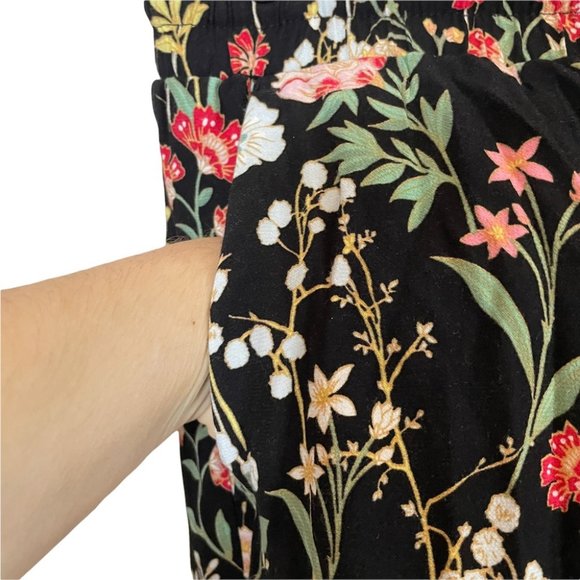 LOFT Floral Ankle Pants - Black Multi - Picture 6 of 8